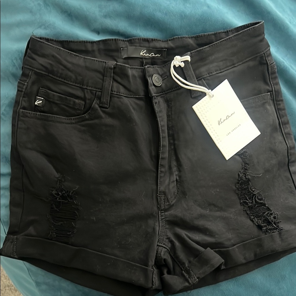 KanCan Black Distressed Jean Shorts High-Waisted shorts